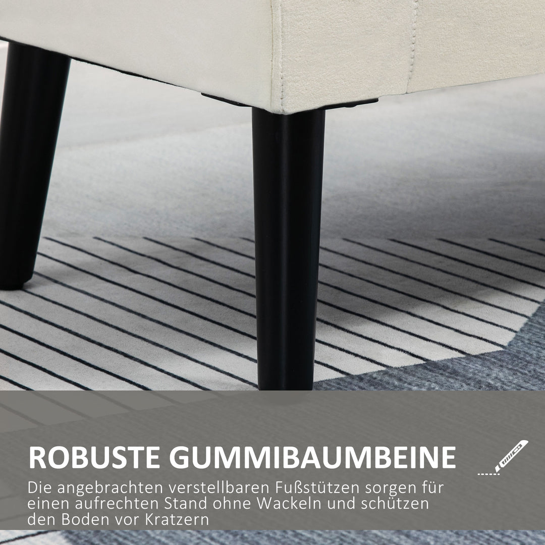 Bænk med opbevaring, 111,5 cm x 41 cm x 65 cm, cremehvid