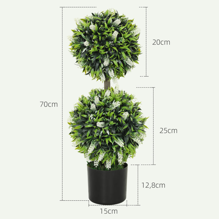 Sæt med 2 kunstige planter, uv-resistent kunstig plante i en urtepotte, 70 cm stueplante til stue, have