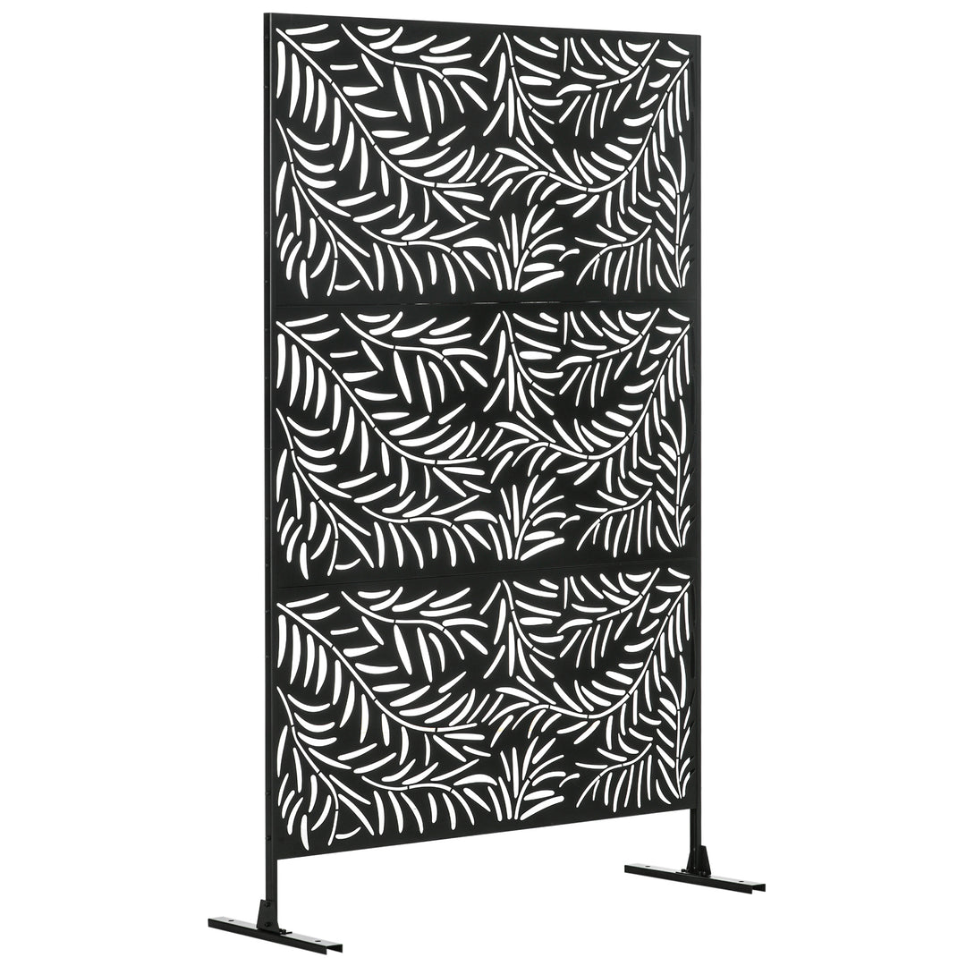 Privacy-skærm, vejrbestandig, stål, 122 cm x 45 cm x 198 cm, sort