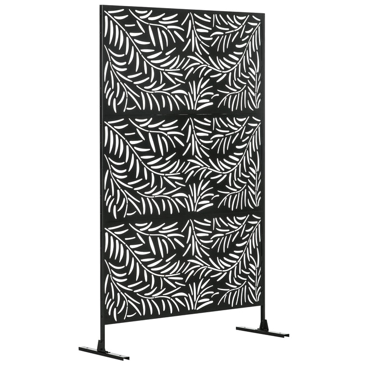 Privacy-skærm, vejrbestandig, stål, 122 cm x 45 cm x 198 cm, sort
