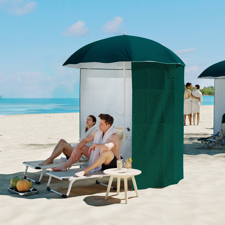 Strandparasol med sidepanel, polyester, mørkegrøn, 2,2 x H2,2m