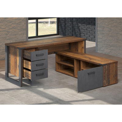 Skrivebord PRIME mørkegrå / træ, 148x60xH75 cm