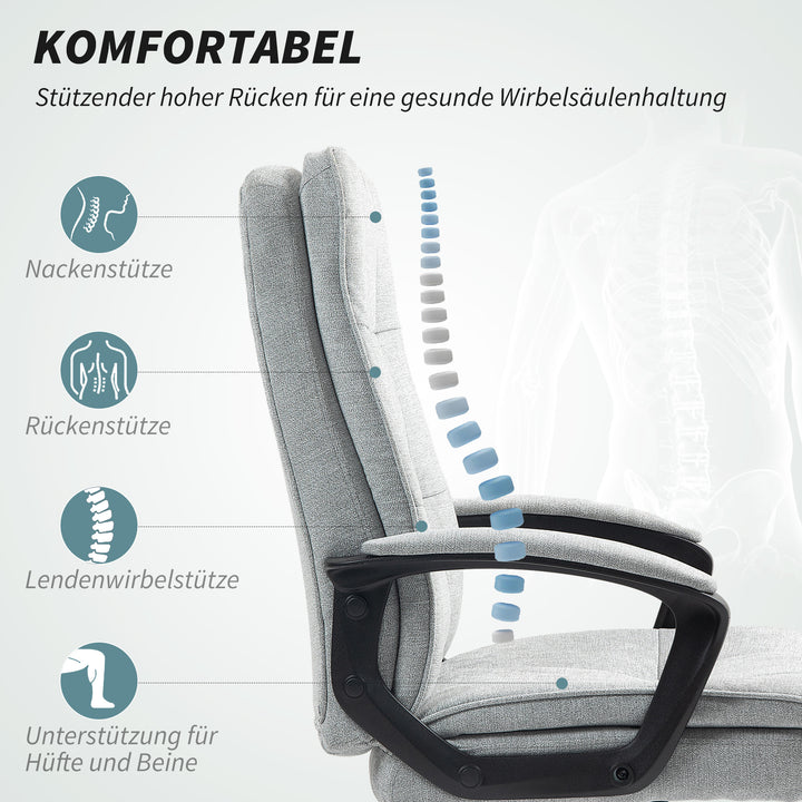 Kontorstol, skrivebordsstol, vippefunktion, højdejusterbar, op til 120 kg, grå