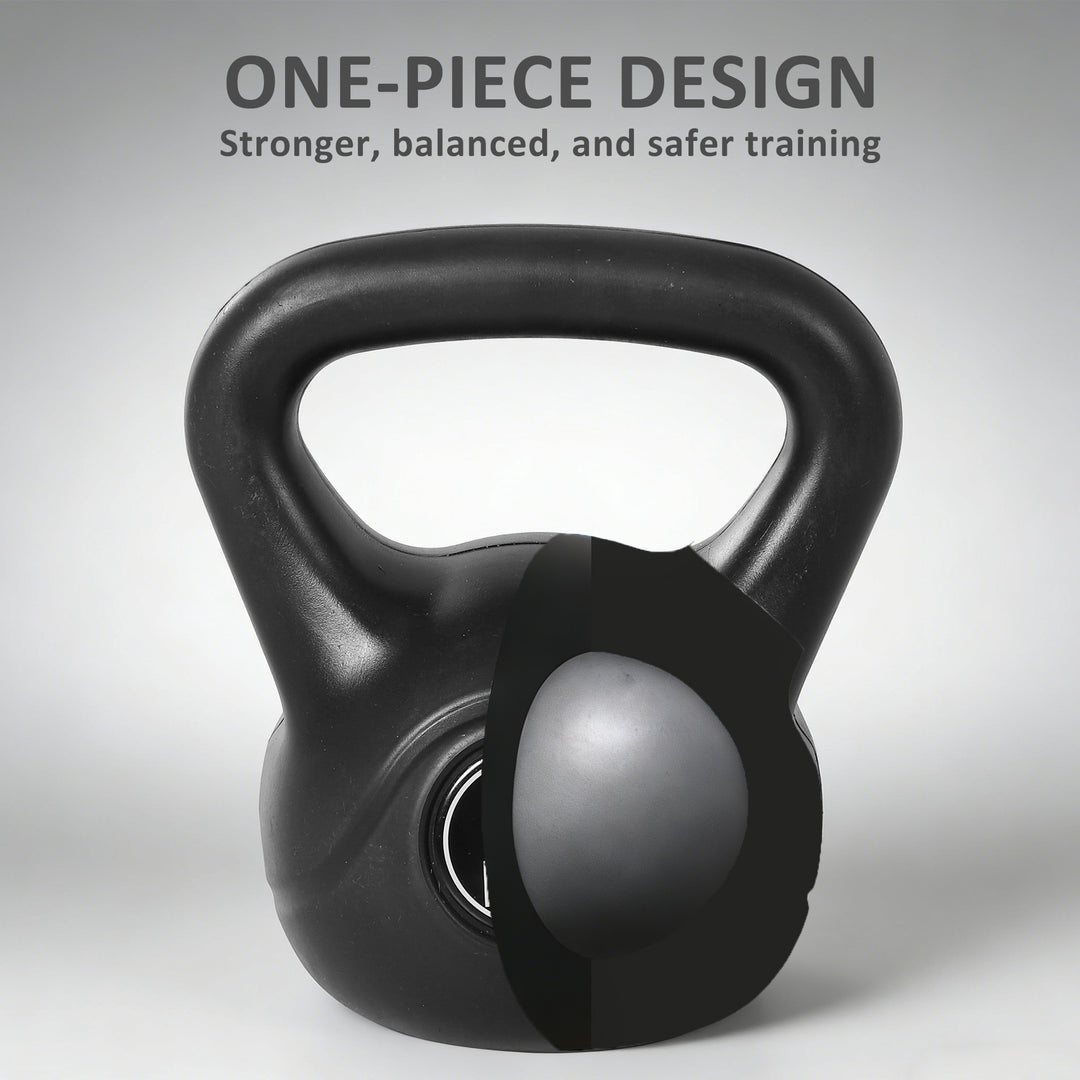 Kettlebell, 8 kg vægtstang fyldt med sand, til begyndere, sort