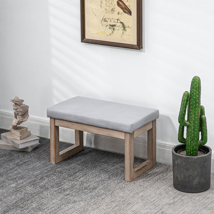 Fodskammel i skandinavisk design, sædeskammel, fodskammel, 68 cm x 38 cm x 42 cm, grå + natur