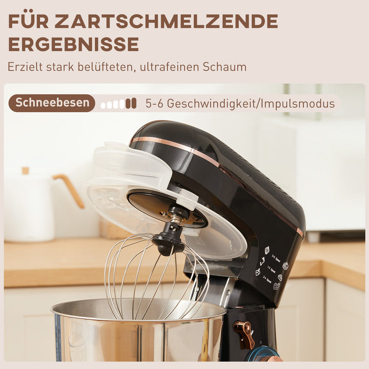 Standmixer, foodprocessor, omrører, 6 hastigheder, 5,5 l skål i rustfrit stål, sort