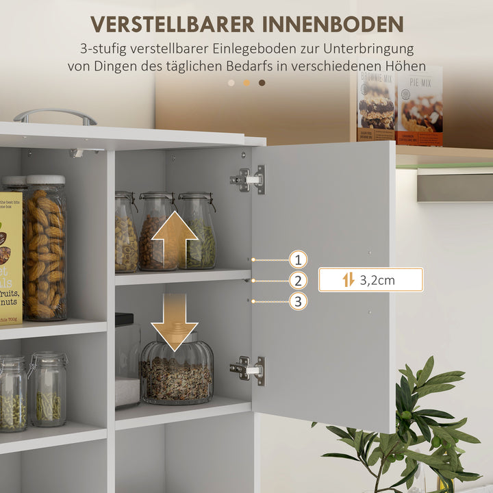 Køkkenskab, buffet, 3 skuffer, 3 hylder, masser af opbevaringsplads, 89x39,5x168cm, hvid