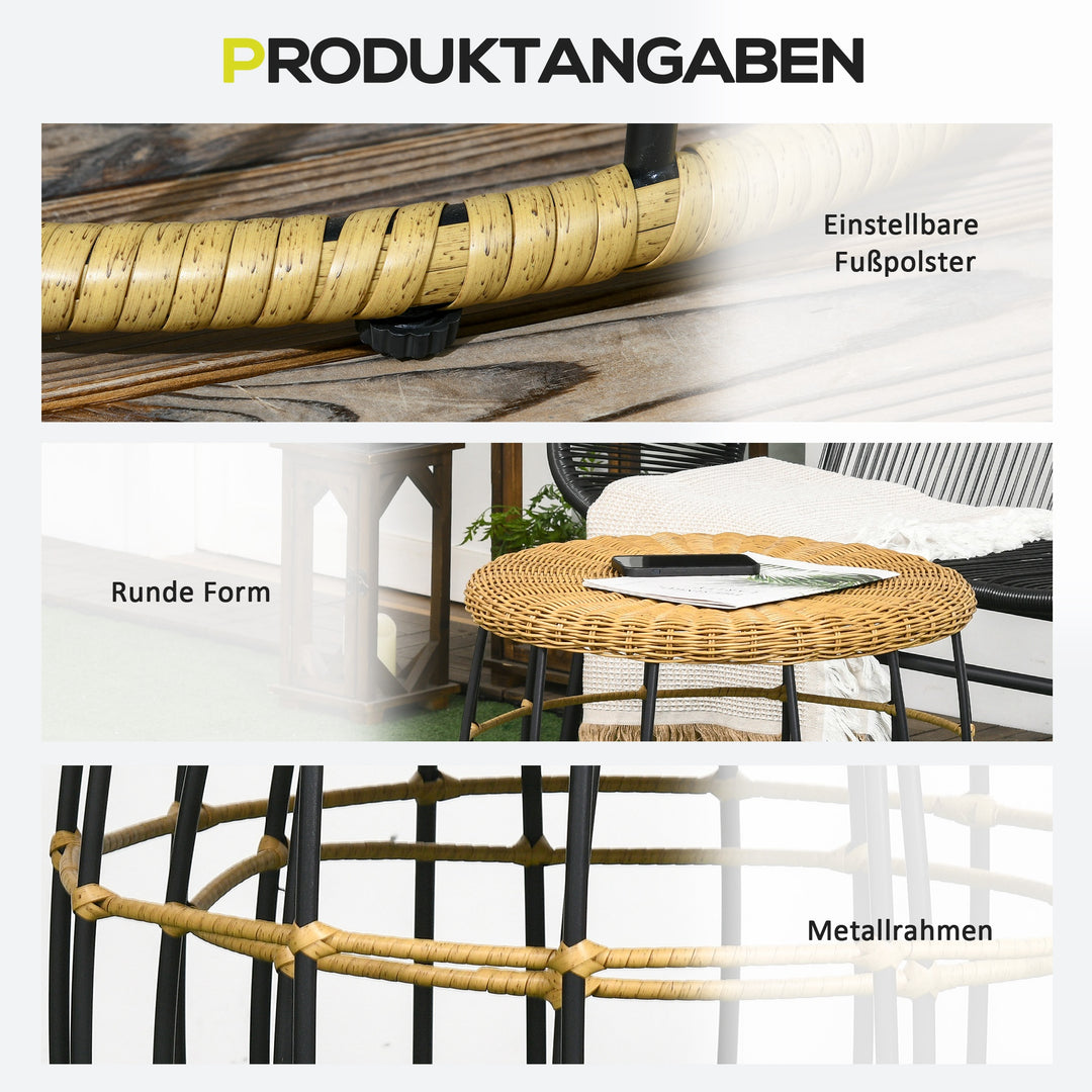 Sæt med 2 haveborde, altanborde, bohemestil, vejrbestandig, sort + khaki