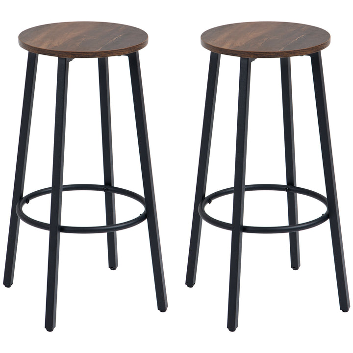 Barstolsæt med 2 barstole i industrielt design, metalstel, fodstøtte, 42 x 42 x 65 cm