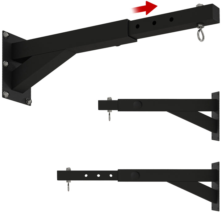 Bokseboldholder, 5-trins længdejusterbar, vægmonteret, op til 60 kg, stål, sort