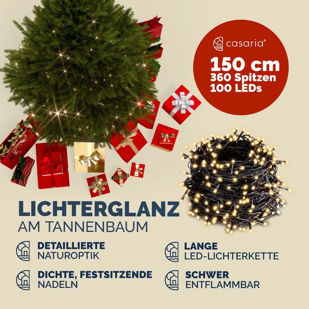 Kunstigt juletræ med lyskæde, 150 cm