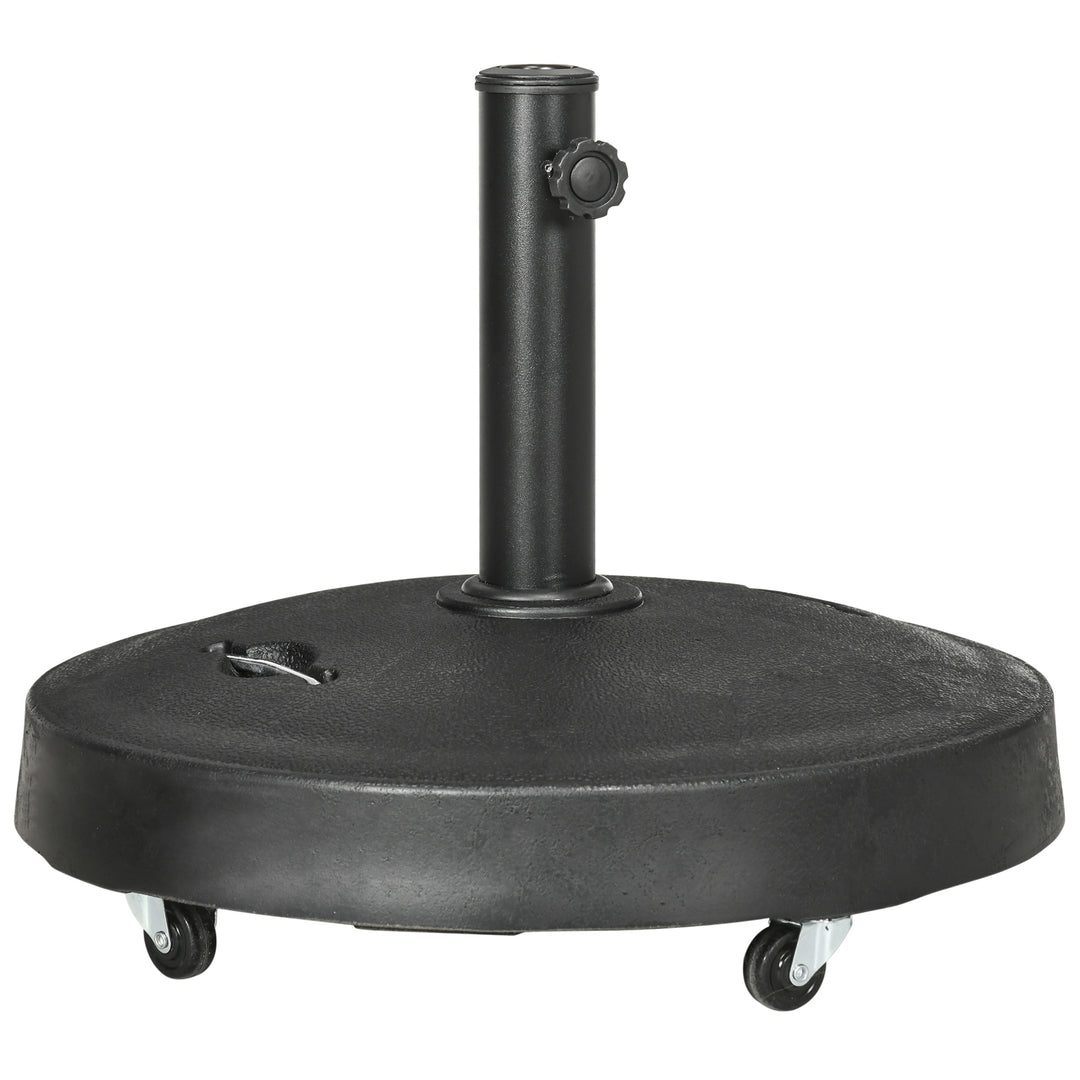 Parasolstativ, parasolfod, parasolholder, vejrbestandig, med hjul, Ø53 x 41H cm, sort