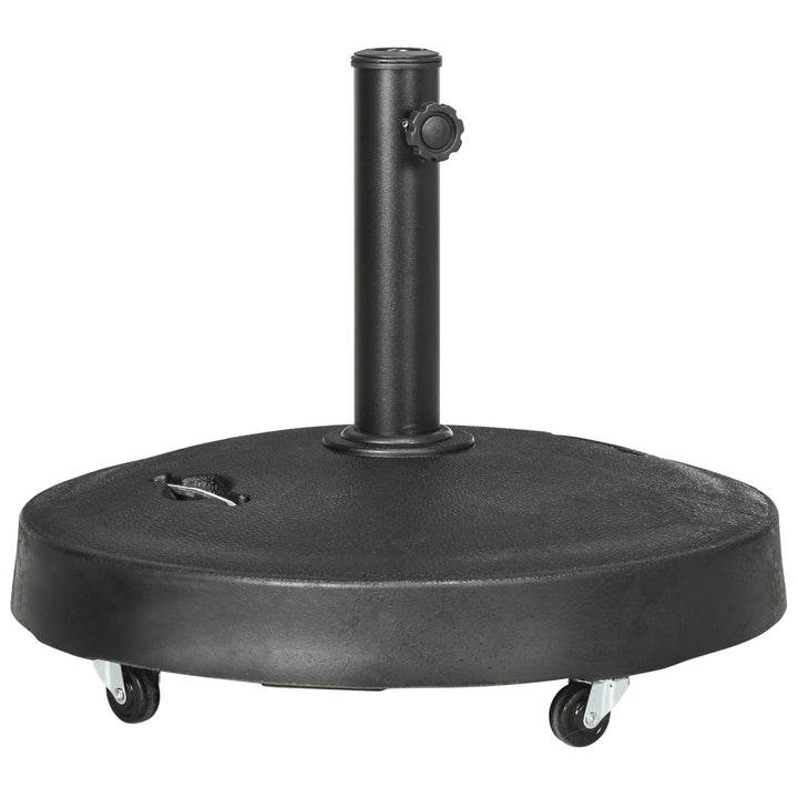 Parasolstativ, parasolfod, parasolholder, vejrbestandig, med hjul, Ø53 x 41H cm, sort