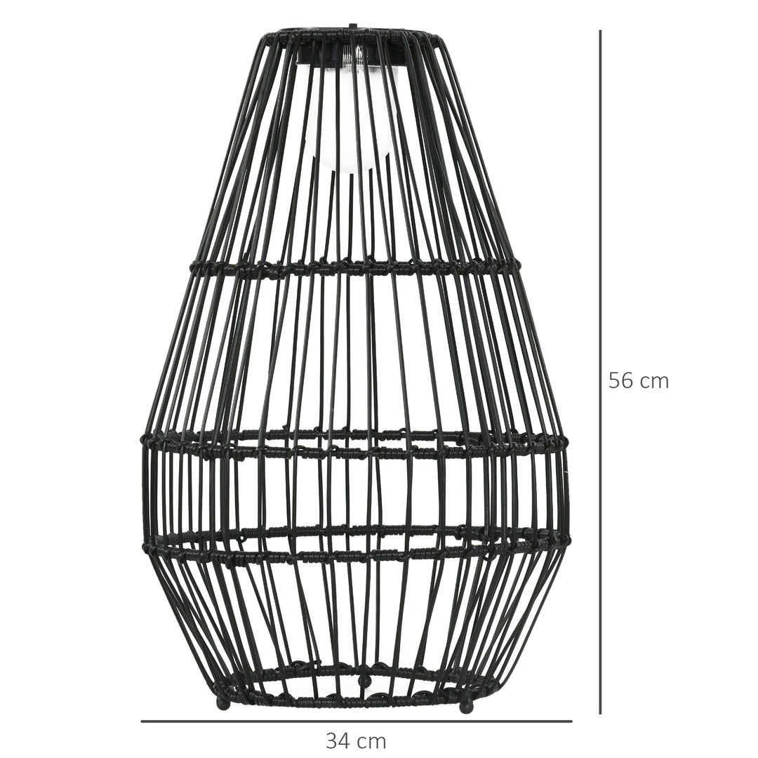 Udendørslampe, havelampe, soldrevet, 8 timers lysningstid, automatisk tænding, rottinglook, 34 x 34 x 56 cm