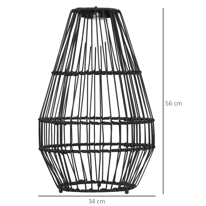 Udendørslampe, havelampe, soldrevet, 8 timers lysningstid, automatisk tænding, rottinglook, 34 x 34 x 56 cm