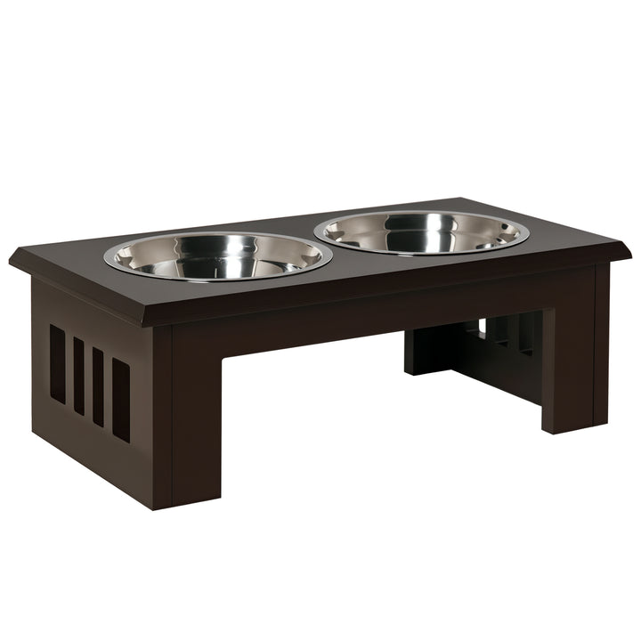 Foderstation til hunde, skridsikker, 58,4 x 30,5 x 25,4 cm, grå, 2 l pr. skål