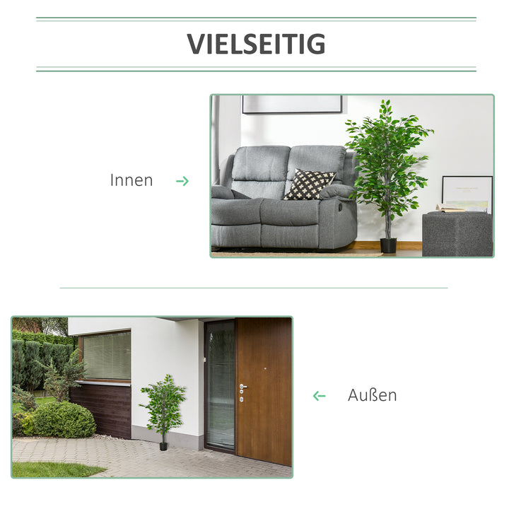 Kunstigt træ, ficus kunstig plante, realistisk udseende, cementpotte, 135 cm, nem vedligeholdelse, plastik, grøn