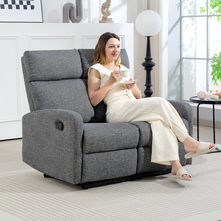 2-personers sofa, individuelt justerbare ryglæn, fodstøtte, stofbetræk, stål, grå