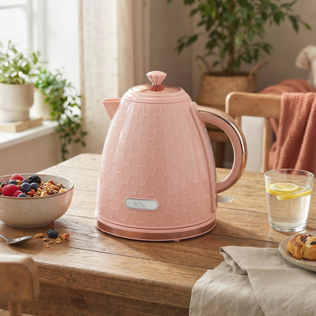 Elkedel, 1,7L, hurtigkogningsfunktion, 2,2kW, ledningsfri med aftageligt antikalkfilter, lyserød