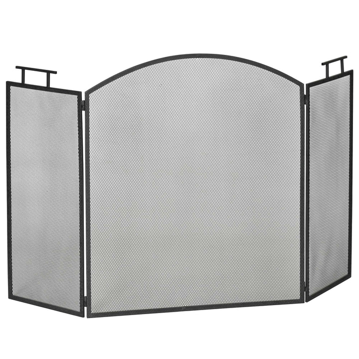 Sammenklappelig brandskærm, brandbeskyttelsesskærm til pejs, brandskjold, brandbeskyttelsesskærm til pejs, beskyttelsesskærm til komfur, metal, 110 x 24 x 76,5 cm, sort