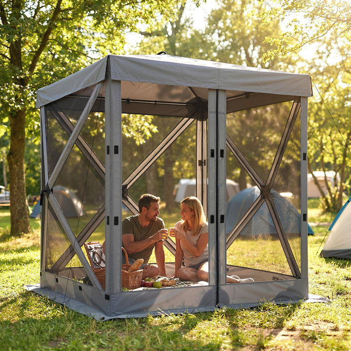 Pavillon 1,85x1,85m Vandtæt, Stabil, Vintertæt, Pop-up, Foldbar Pavillon med 4 Netsidepaneler, Bæretaske, UV 30+