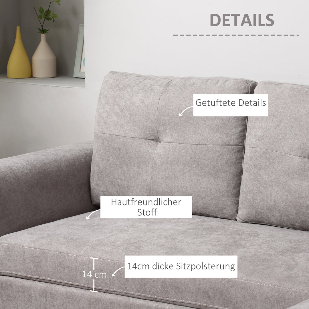 3-personers sofa med sengefunktion, sovesofa med chaiselong, polstret sofa, grå