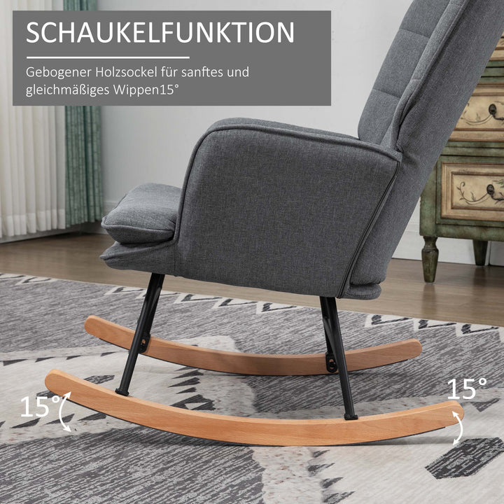 Gyngestol med skammel, komfortabel, op til 130 kg, hørlook, 64 x 89 x 90 cm, grå