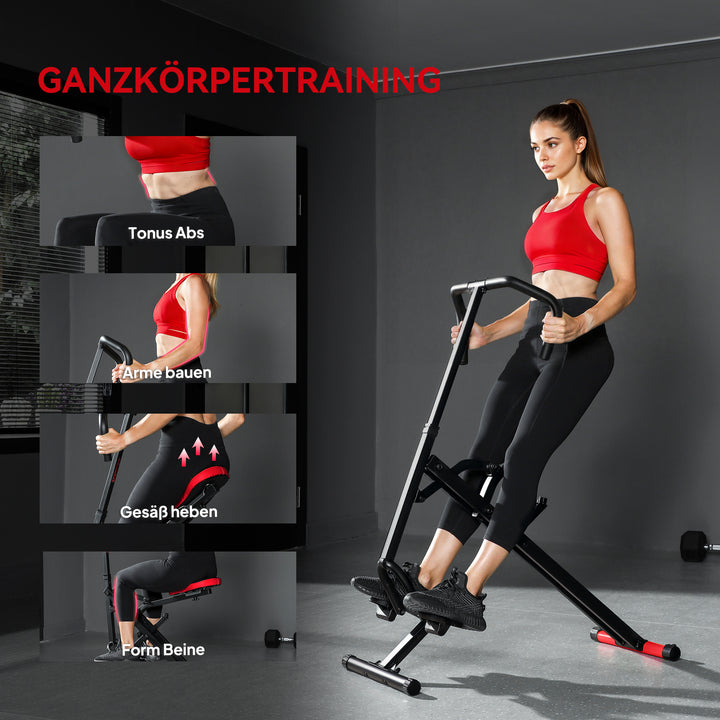 Træningsmaskine, justerbar, metalrør, pedaler, foldbar, rød