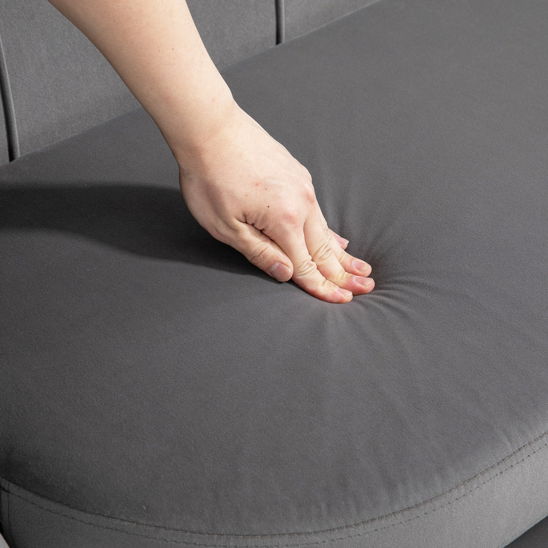 2-Personers loungesofa med bløde og generøse hynder, polstret sofa, siddemøbler, polstrede møbler, designersofa, elegant, fløjl, polyester, grå, 133 x 63 x 75 cm