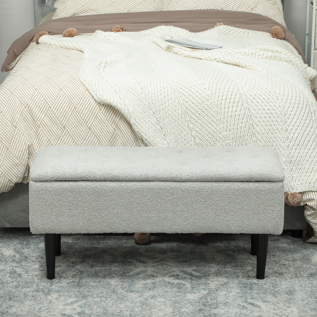 Opbevaringsbænk, op til 120 kg, fløjlslook, 95x38x45 cm, grå
