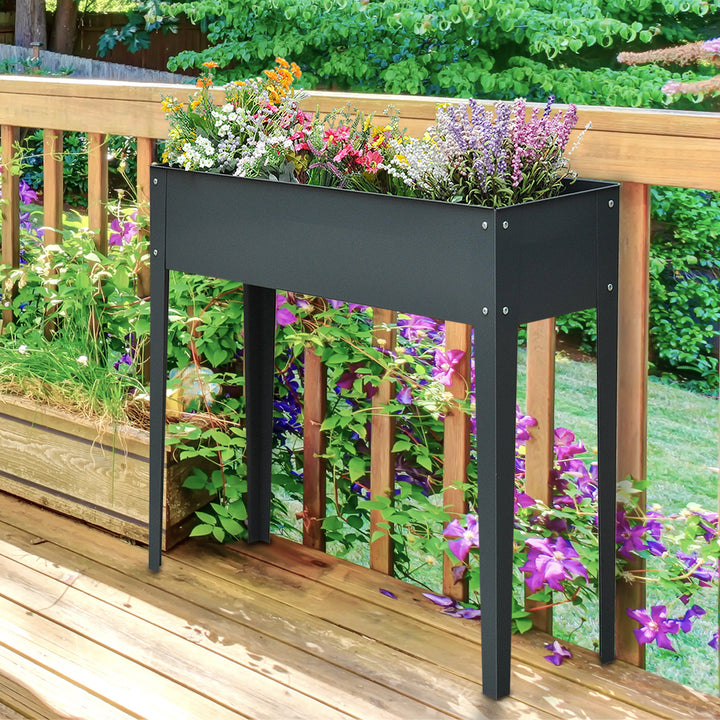 Højbed i solrigt, urtebed, plantekasse med 3 drænhuller, blomsterkasse med fødder, metal, 100 x 30 x 80 cm