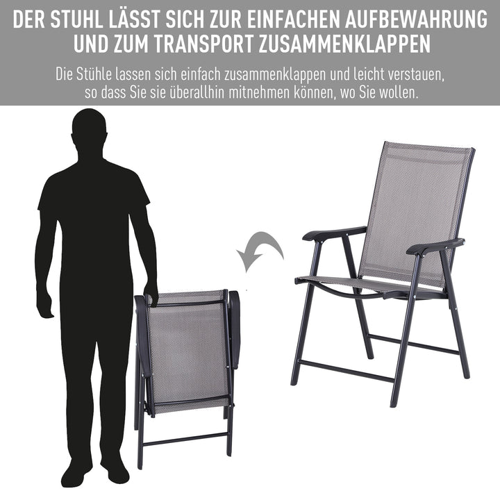 Klapstol med armlæn sæt med 2 campingstole fiskestol metalgrå 58 x 64 x 94 cm
