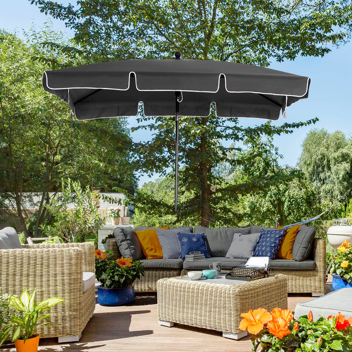 Parasol, strandparasol, haveparasol, balkonparasol, solsejl, foldbar, grå