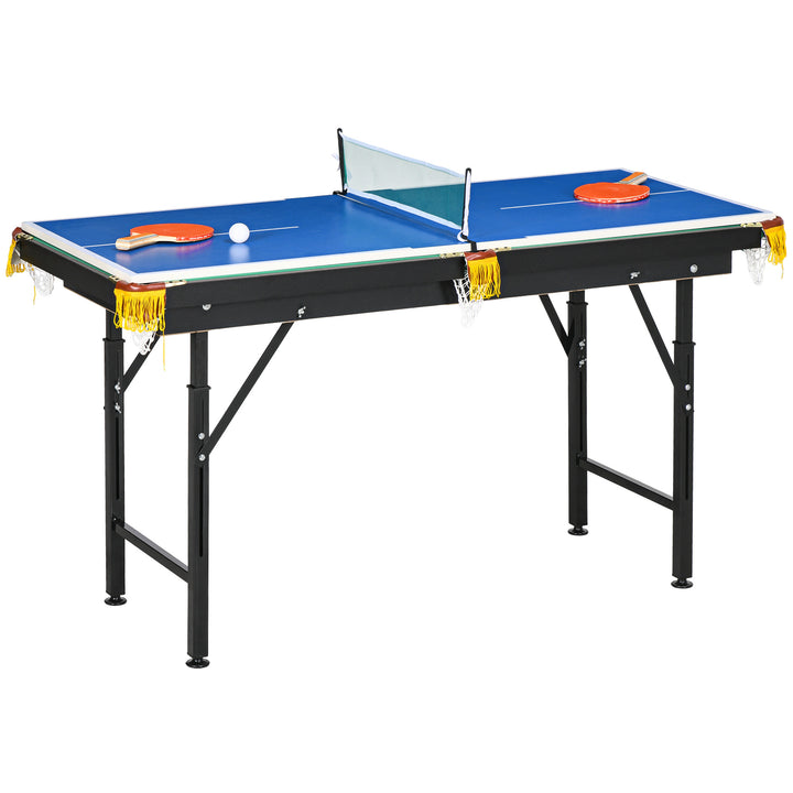 2-I-1 poolbord, bordtennisbord, med tilbehør, 140x63x80cm, blå/grøn