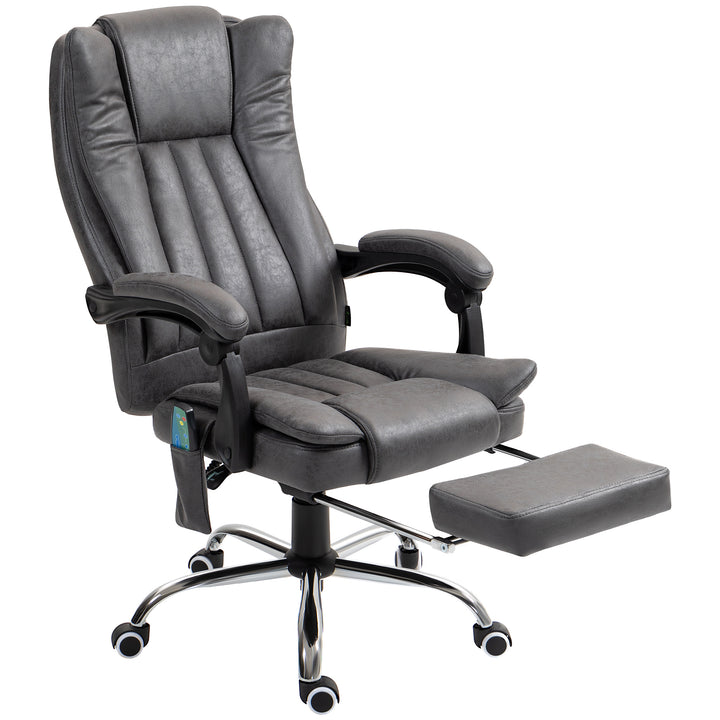 Executive-stol med massage- og varmefunktion, fodstøtte, justerbar, op til 120 kg, grå