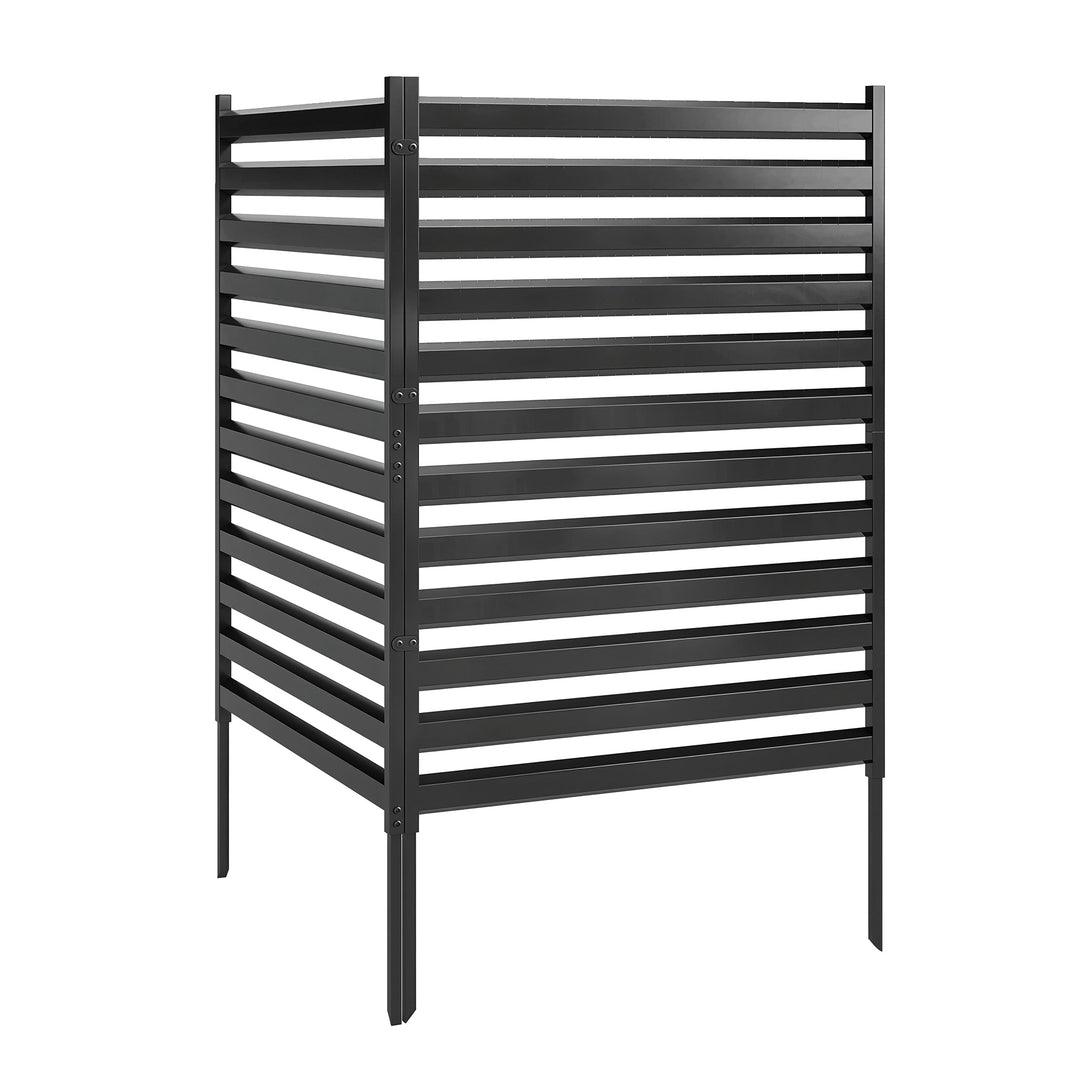 Havehegn, 2 paneler, 91 x 152 cm, metalhegn med stolper og beskyttelseshætter, rustfri, sort