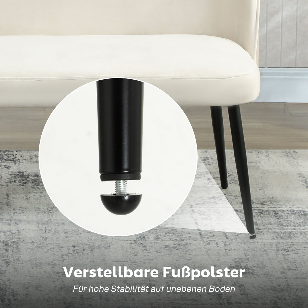2-personers sofa, moderne polstret sofa med metal- og træstel, fløjlsblødt stofbetræk, beige
