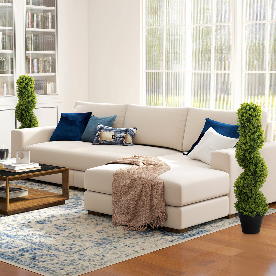 Sæt med 2 dekorative planter, kunstige planter i potter, kunstige planter til hjemmet, indendørs, udendørs, 90 cm, grøn