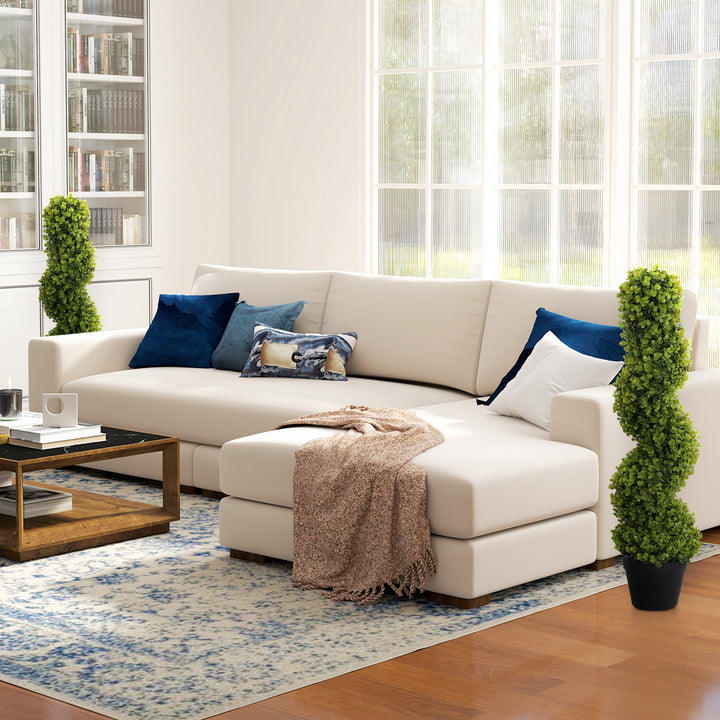 Sæt med 2 dekorative planter, kunstige planter i potter, kunstige planter til hjemmet, indendørs, udendørs, 90 cm, grøn