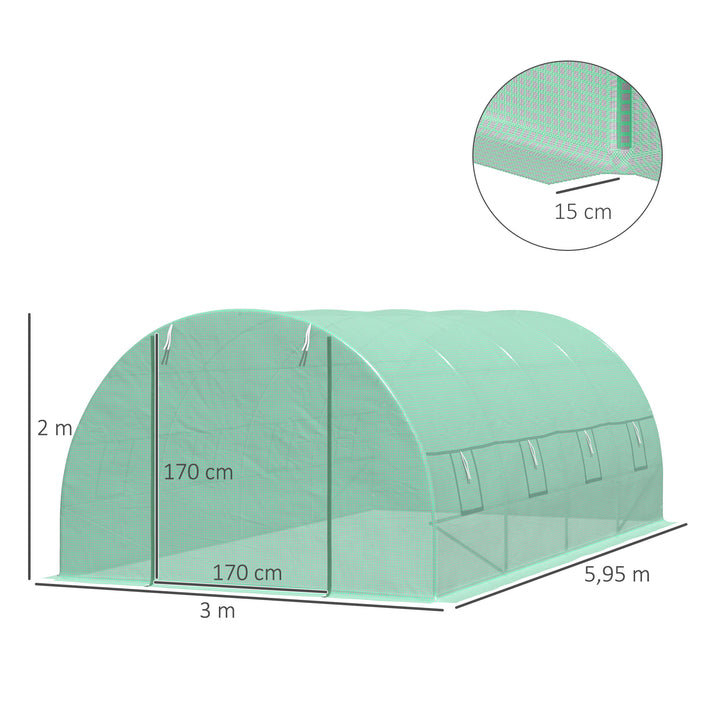 Polytunnel drivhus tomatdrivhus drivhus polytunnel koldramme med vindue grøn 595 x 300 x 200 cm