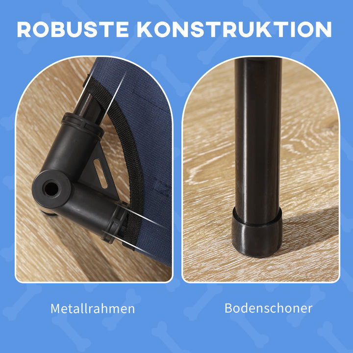 Udendørs hundeseng vejrbestandig hundeseng med baldakin, foldbar, 122 x 92 x 108 cm, blå + sort