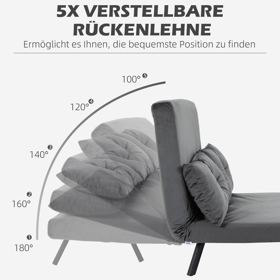 2-Personers sovesofa, fløjlsofa, sovefunktion, inklusive 2 puder, fløjlslook, natur + mørkegrå + sort