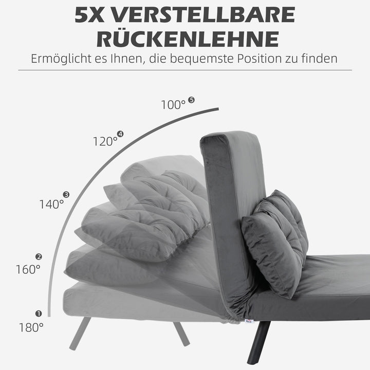 2-Personers sovesofa, fløjlsofa, sovefunktion, inklusive 2 puder, fløjlslook, natur + mørkegrå + sort