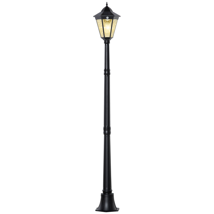 Solcelledrevet havelanterne havelampe stilampe med 19 led'er 130 lumen 3000k aluminium hærdet glas sort 22 x 22 x 194 cm