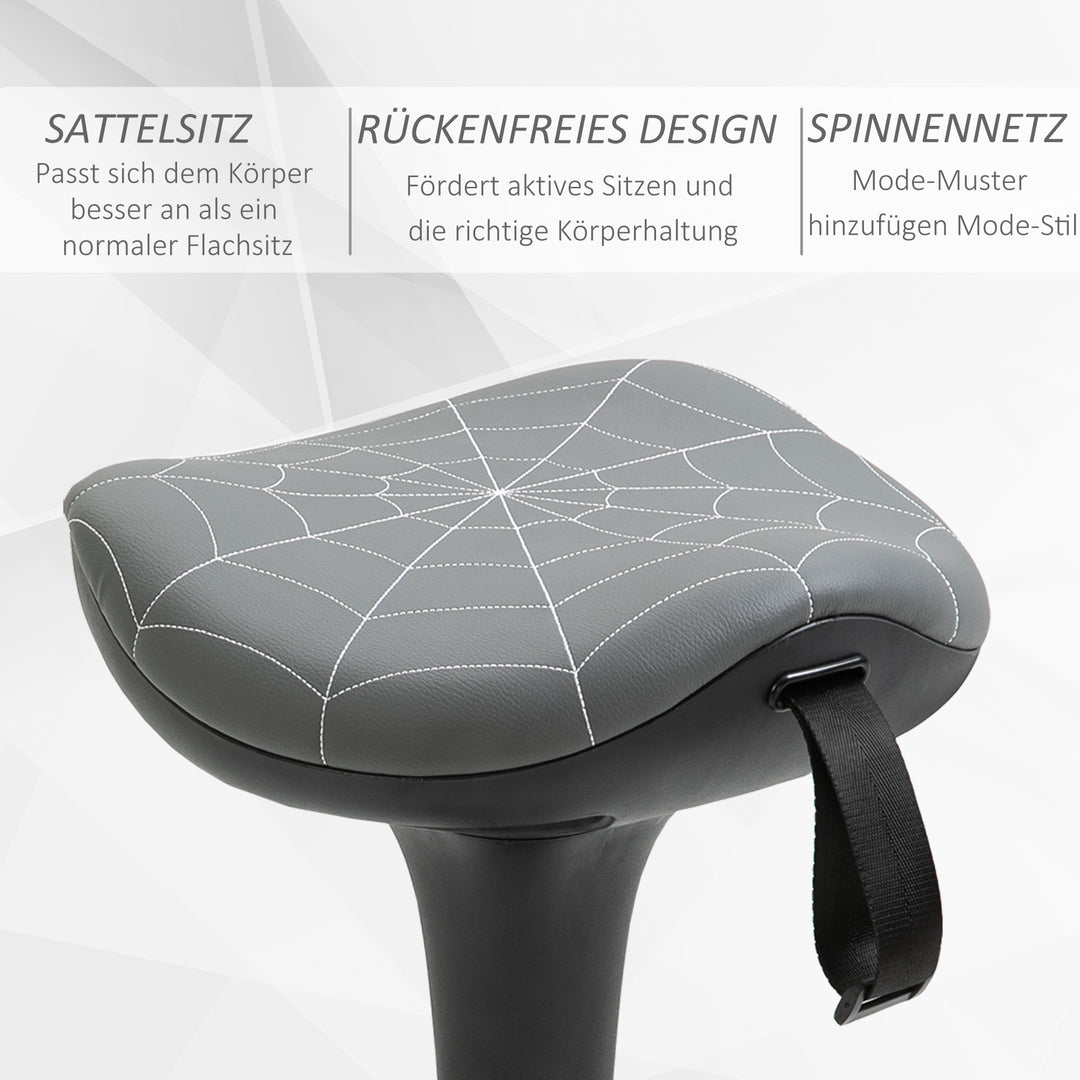 Kontorstol med drejefunktion, ergonomisk stol, højdejusterbar 65,5-83,5 cm, 120° hældning, grå