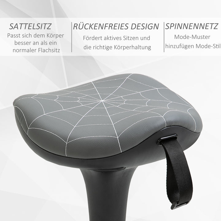 Kontorstol med drejefunktion, ergonomisk stol, højdejusterbar 65,5-83,5 cm, 120° hældning, grå