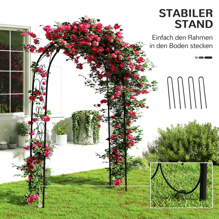 Rogenbogen havebue, vintage design, 125 x 37 x 230 cm, sort