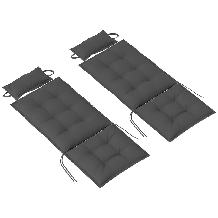 Sæt med 2 hynder til liggestol, vandafvisende hynde til haveliggestol, hynde 50x116x5 cm, mørkegrå