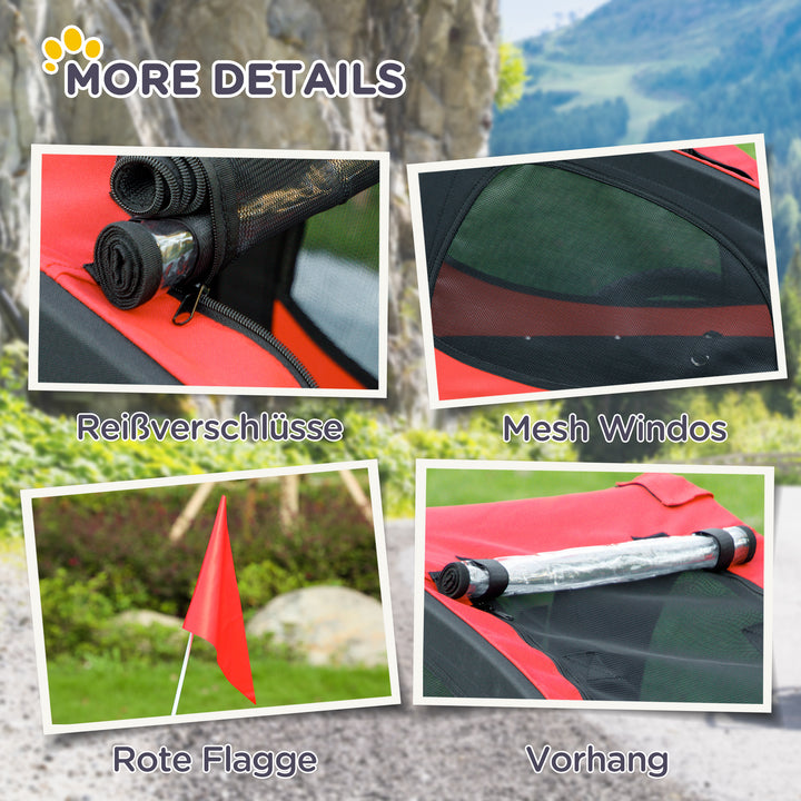 Hundetrailer, sammenklappelig cykeltrailer til hunde, vandafvisende, oxfordstof, metal, 140 x 71 x 83 cm, rød