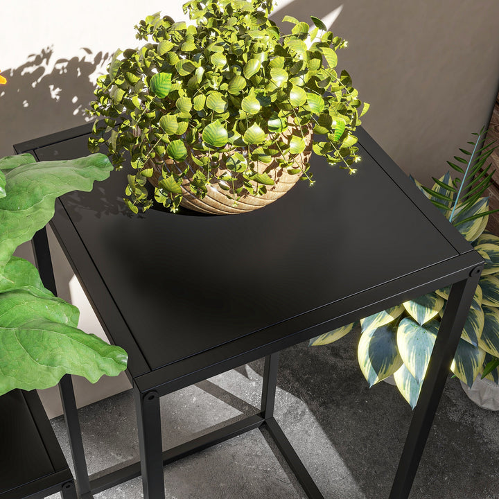 Blomsterstander, sæt med 2, skandinavisk design, metalramme, 58,5/65 cm højde, sort